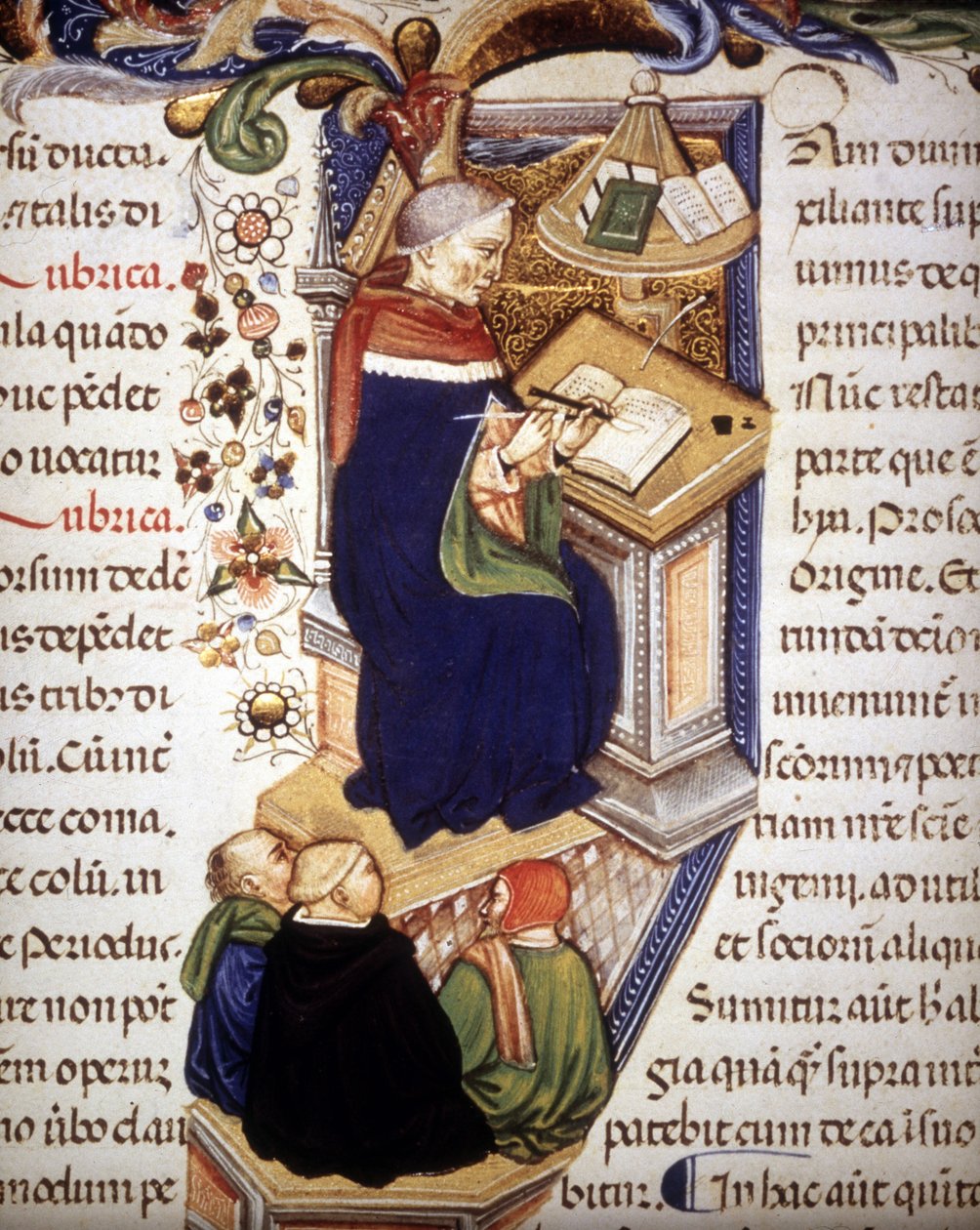 Kopist munk. 1400-talsmanuskript. av Unknown artist