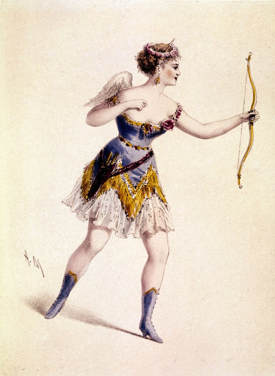 Cora Pearl (1842-1886), engelsk kurtisan, i rollen som Amor i Operan "Orphee to Hell" av Unknown artist