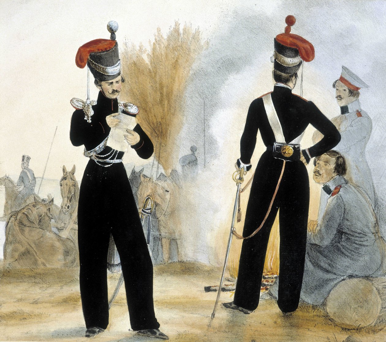 Kosacksoldater från lilla Ryssland omkring 1840. av Unknown artist