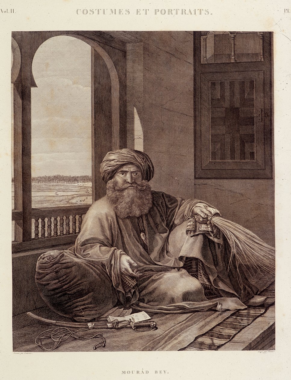 Kostymer och porträtt: Mourad Bey (1750-1801) Mamlukhövding (Murad Bey egyptisk Mamlukhövding (Bey)) i "" Beskrivning av Egypten", Editions imperiales av Unknown artist