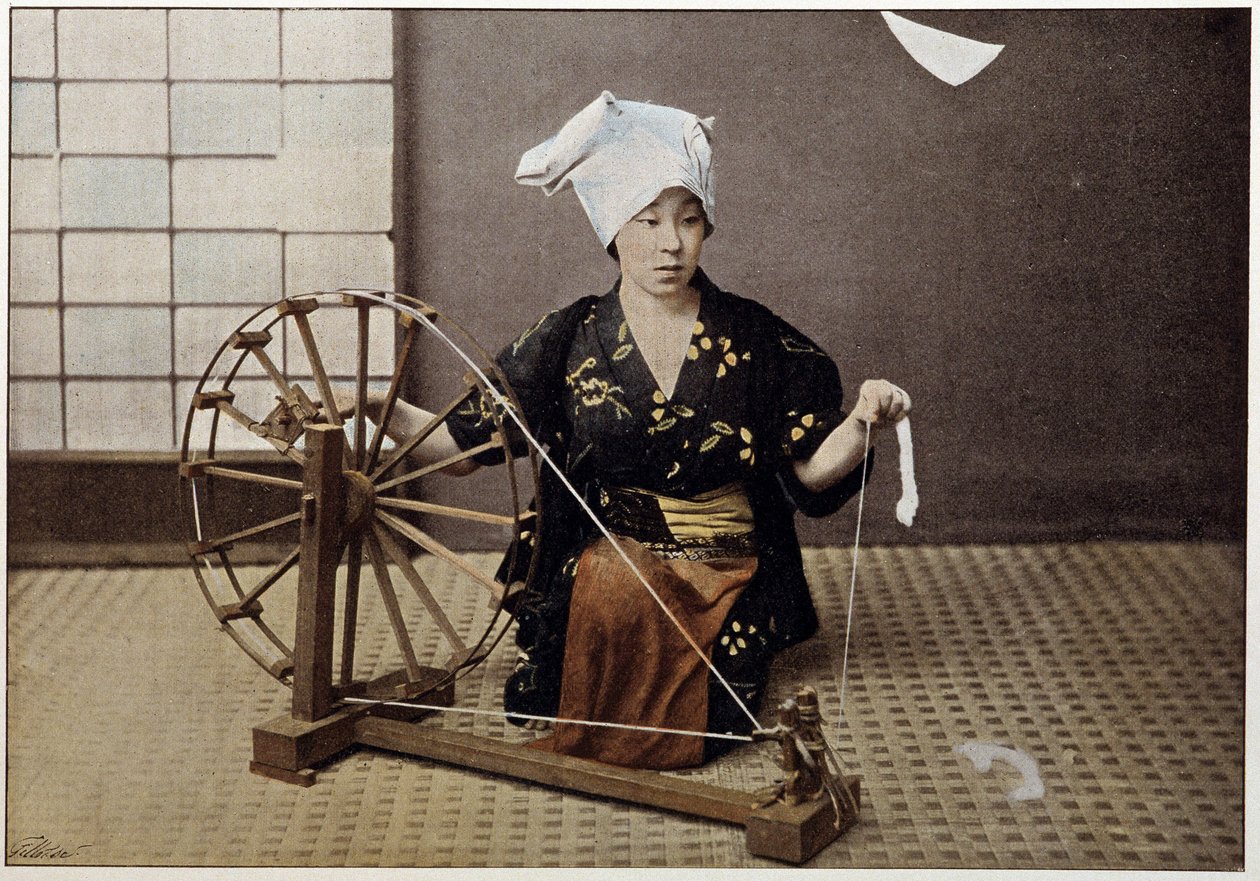 Bomullsspinningsmaskin i Japan, sent 1800-tal av Unknown artist