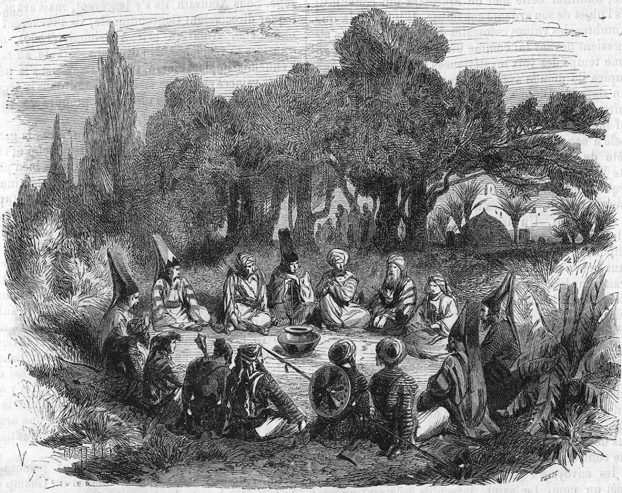 Konciliet hölls av janitsjarhövdingarna i Konstantinopel omkring 1400. av Unknown artist