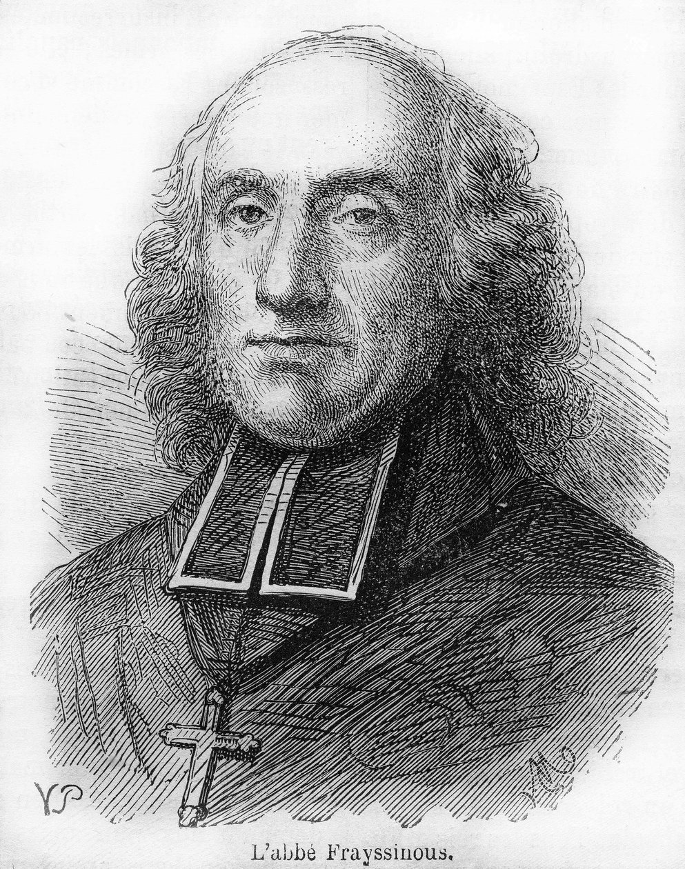 Greve Denis de Frayssinous (1765-1841), fransk prelat, biskop av Hermopolis, minister för kyrkliga angelägenheter och offentlig undervisning. Gravyr från 1844. av Unknown artist