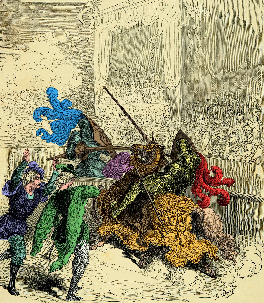 Greve Gabriel de Montgomery skadade kung Henrik II dödligt under en turnering den 30 juni av Unknown artist