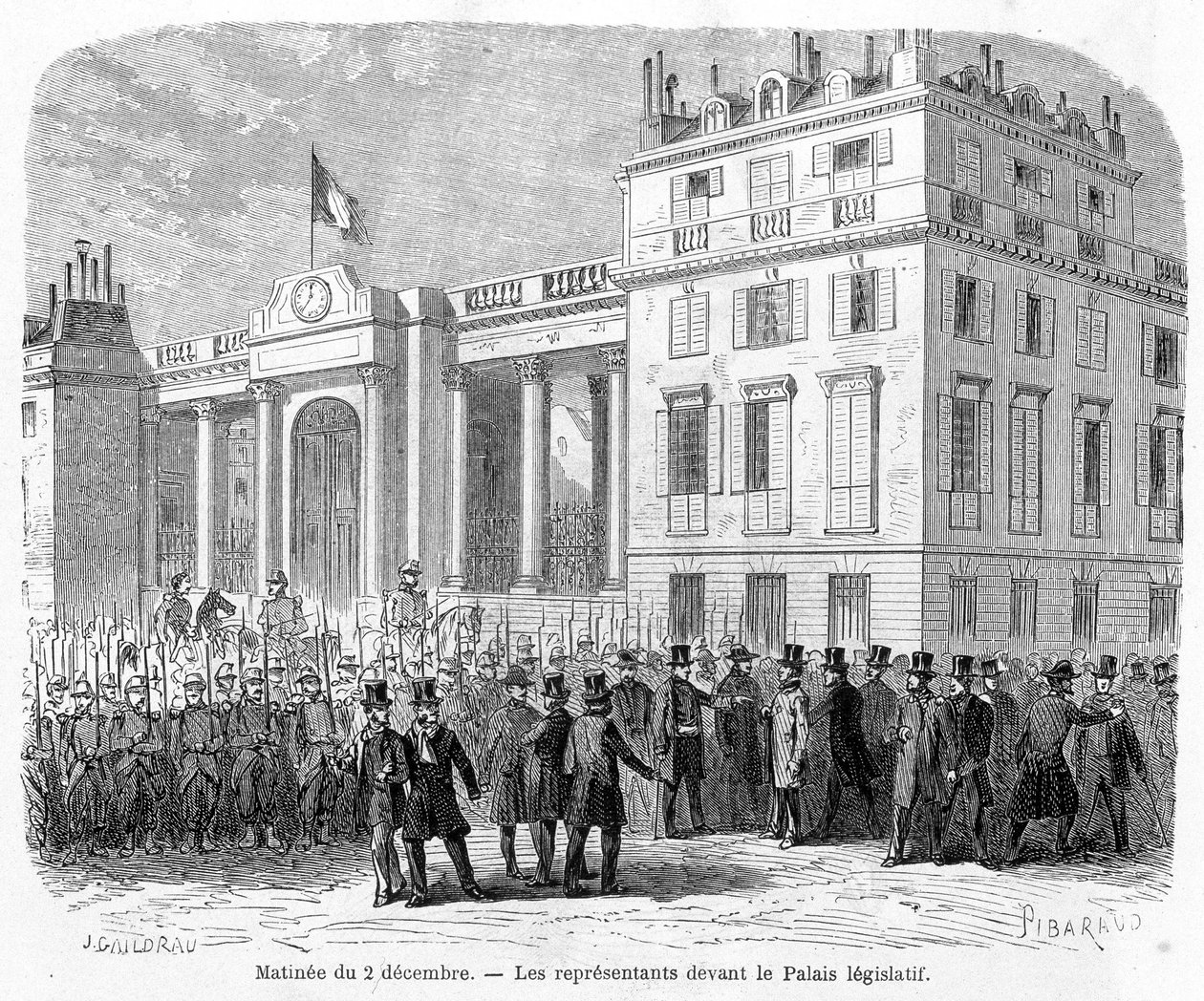 Statskupp: arrestering av deputerade i stadshuset i Paris 10:e arrondissement den 2 december 1851. av Unknown artist