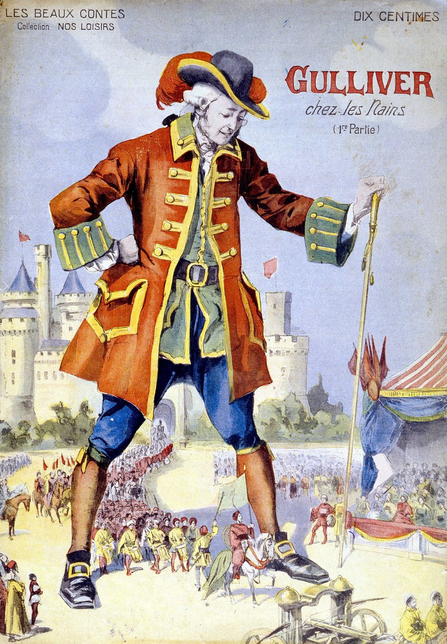 Omslag till "Gulliver i dvärgarna (Lilliputiens)". 1800-talsillustration. av Unknown artist