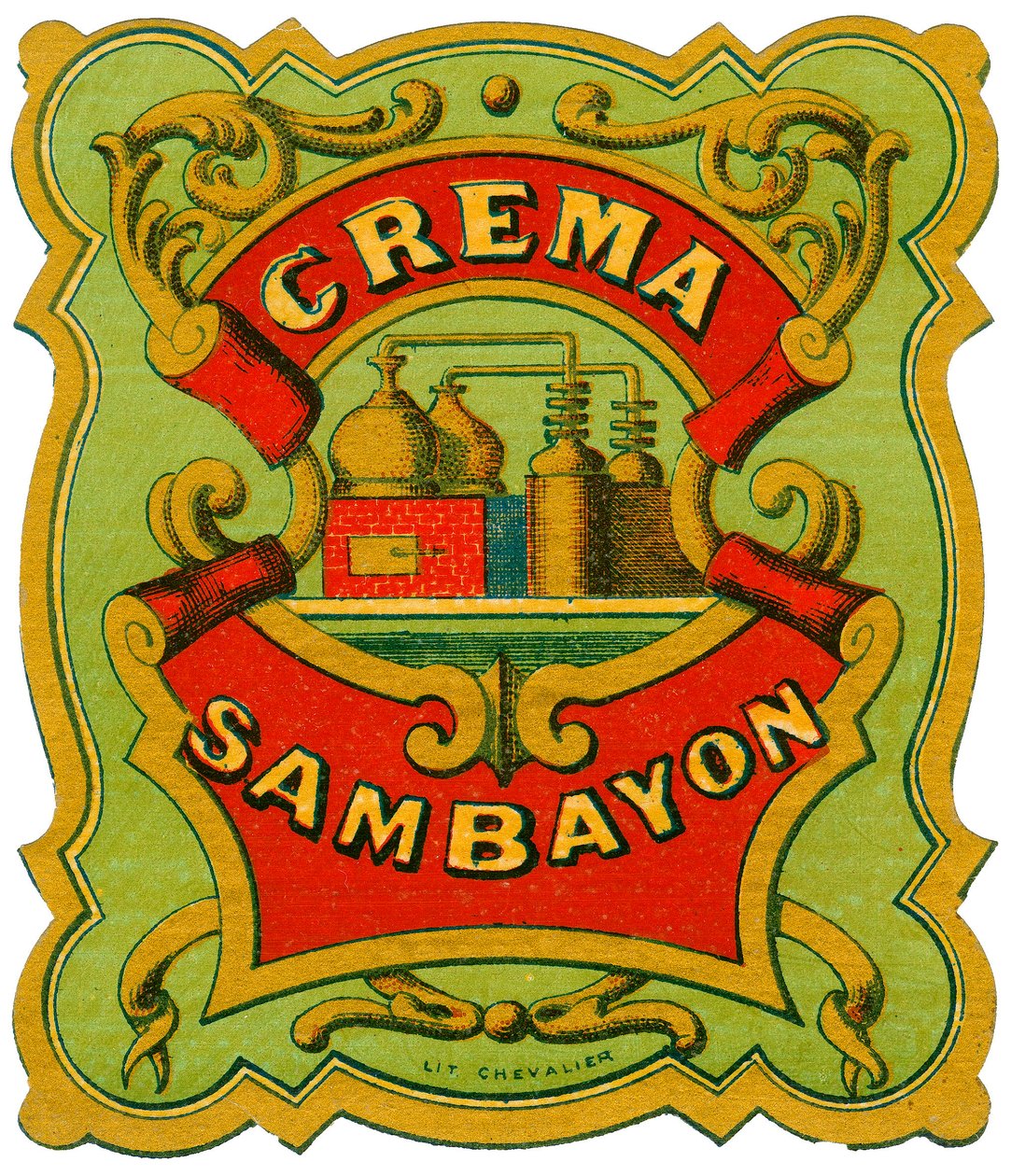 Crema Sambayon alkoholreklam (kromolitografi, sent 1800-tal) av Unknown artist