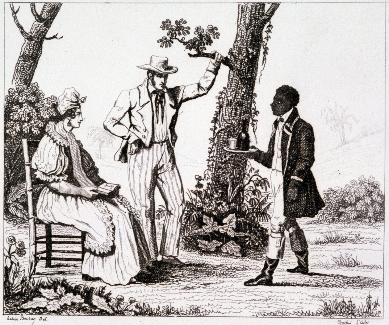 Creole of Martinique (svart tjänare och ett par vita) - i "" Picturesque France"", T.III av Unknown artist