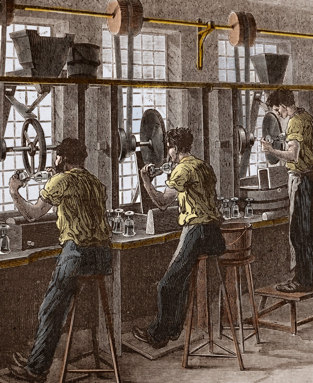 Kristall- och glasskärning - Polering av kristallglas av Unknown artist