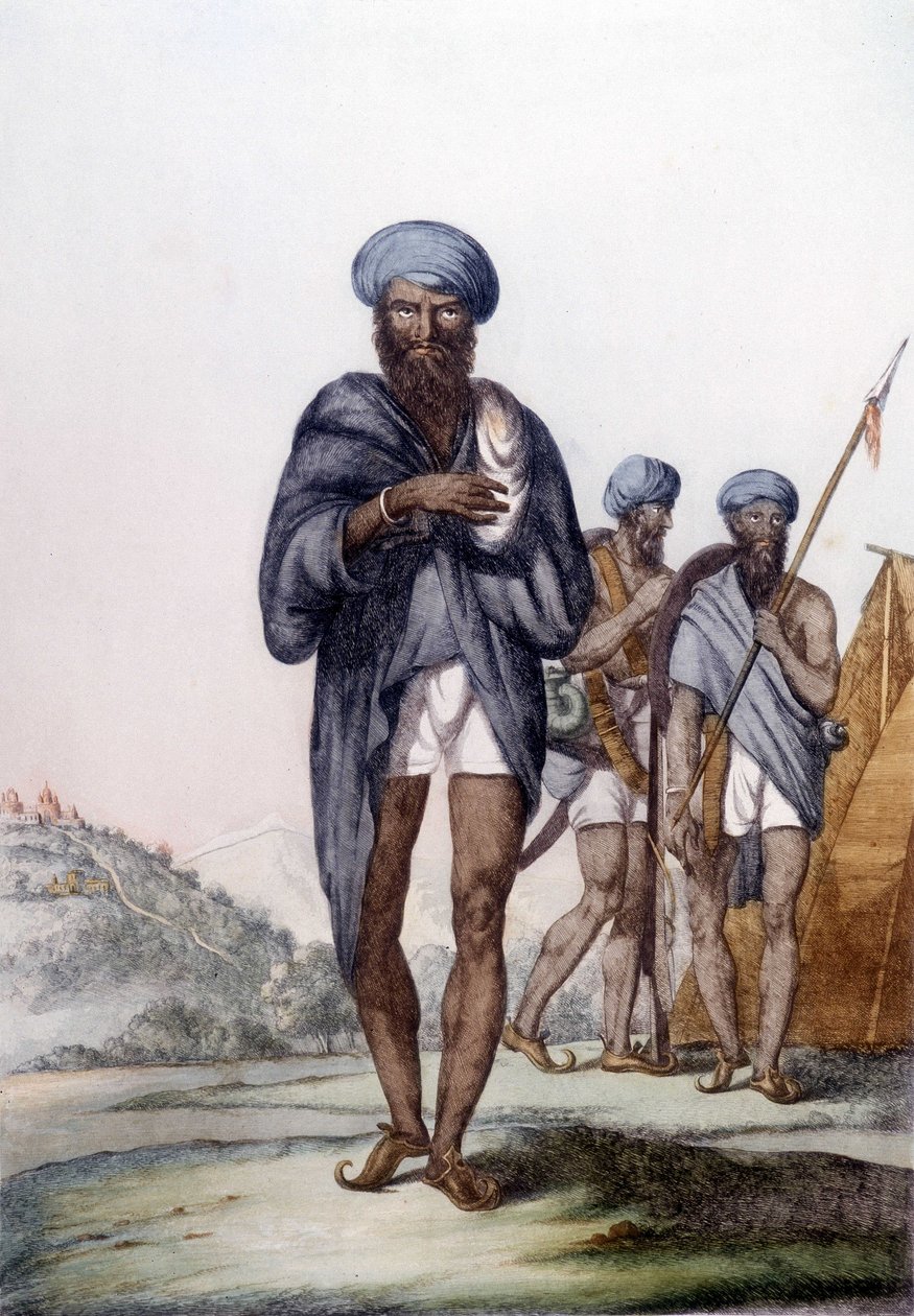 Kultur, civilisation och indiskt samhälle: Porträtt av en sikh, Indiens religion. av Unknown artist