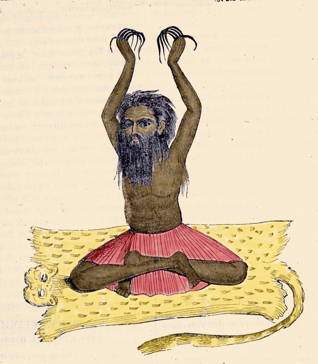 Kultur, civilisation och indiskt samhälle: Porträtt av en fakir (faquir) med långa naglar, Indien. av Unknown artist