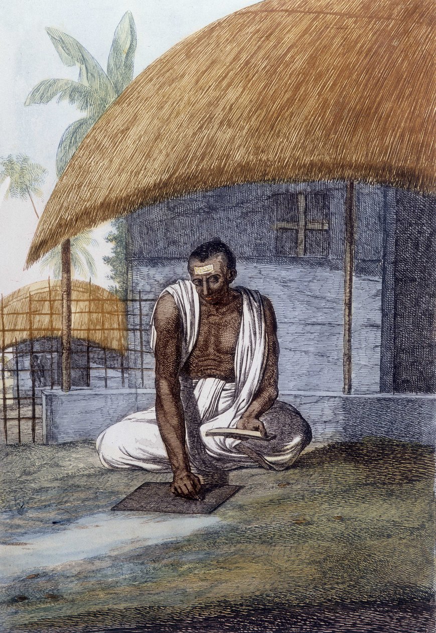 Kultur, civilisation och indiskt samhälle: Porträtt av en astrolog, Indien. av Unknown artist