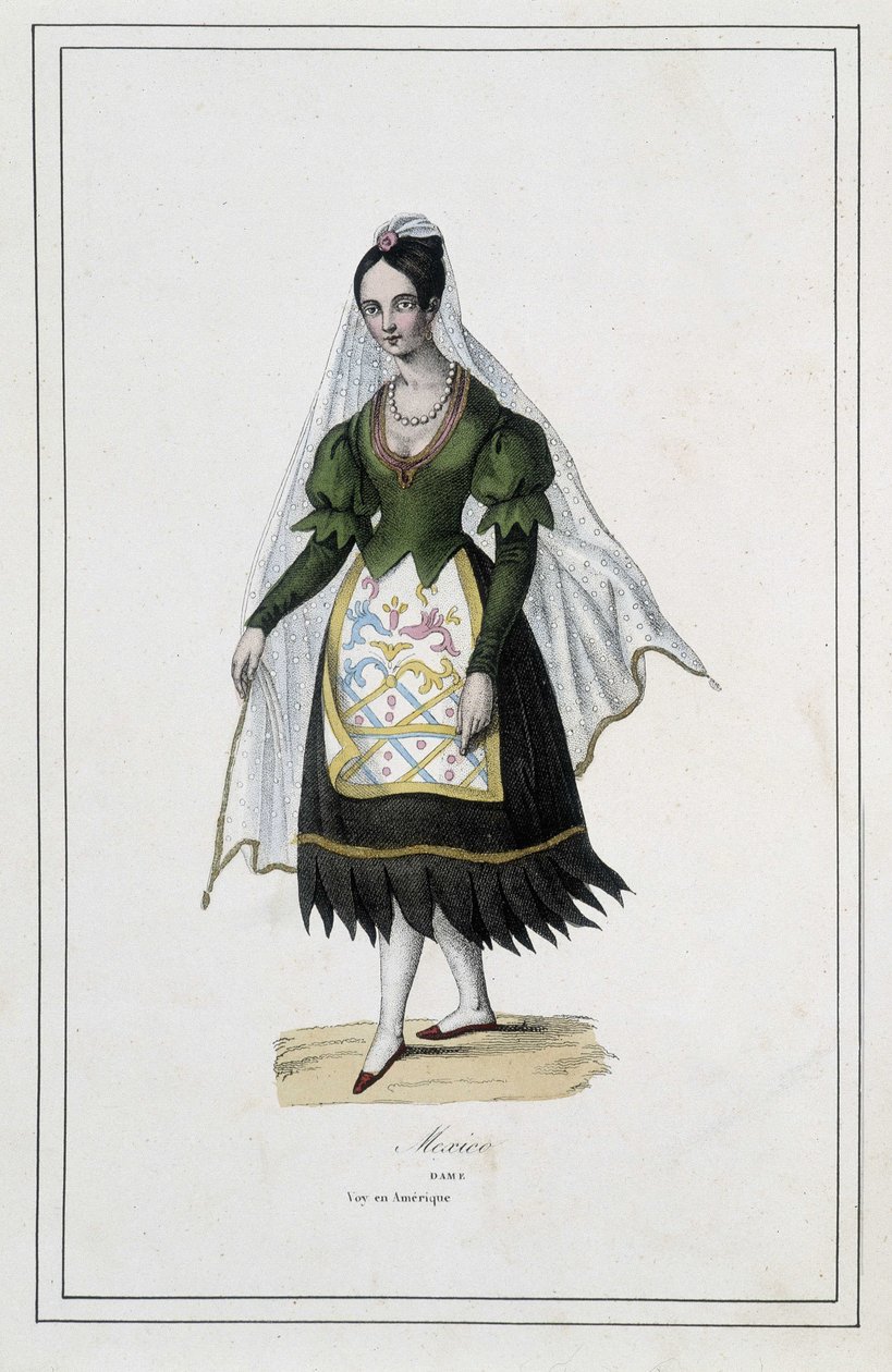 Dame de Mexico - i "De olika folken på jorden"" av Fader Paul Jonhanneaud, Librairie des Bons livres av Unknown artist