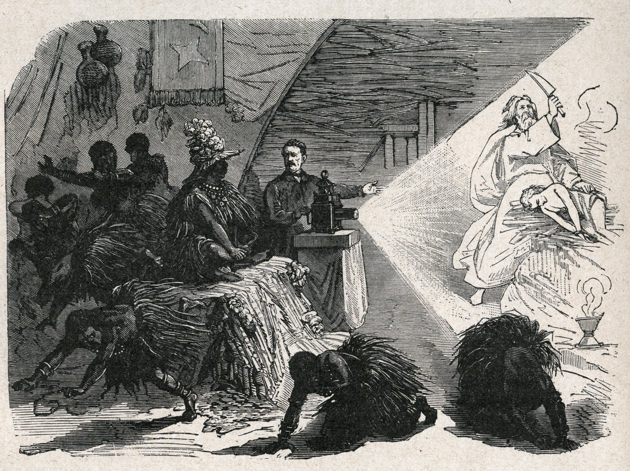 David Livingstone (1813-1873) Skotsk missionär och upptäcktsresande med den magiska lyktan i Balonda. av Unknown artist
