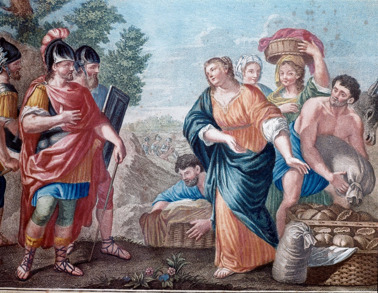 David et Abigail (Abigail, Abigail) Litografi av 1800-talets Milano, privat samling av Unknown artist
