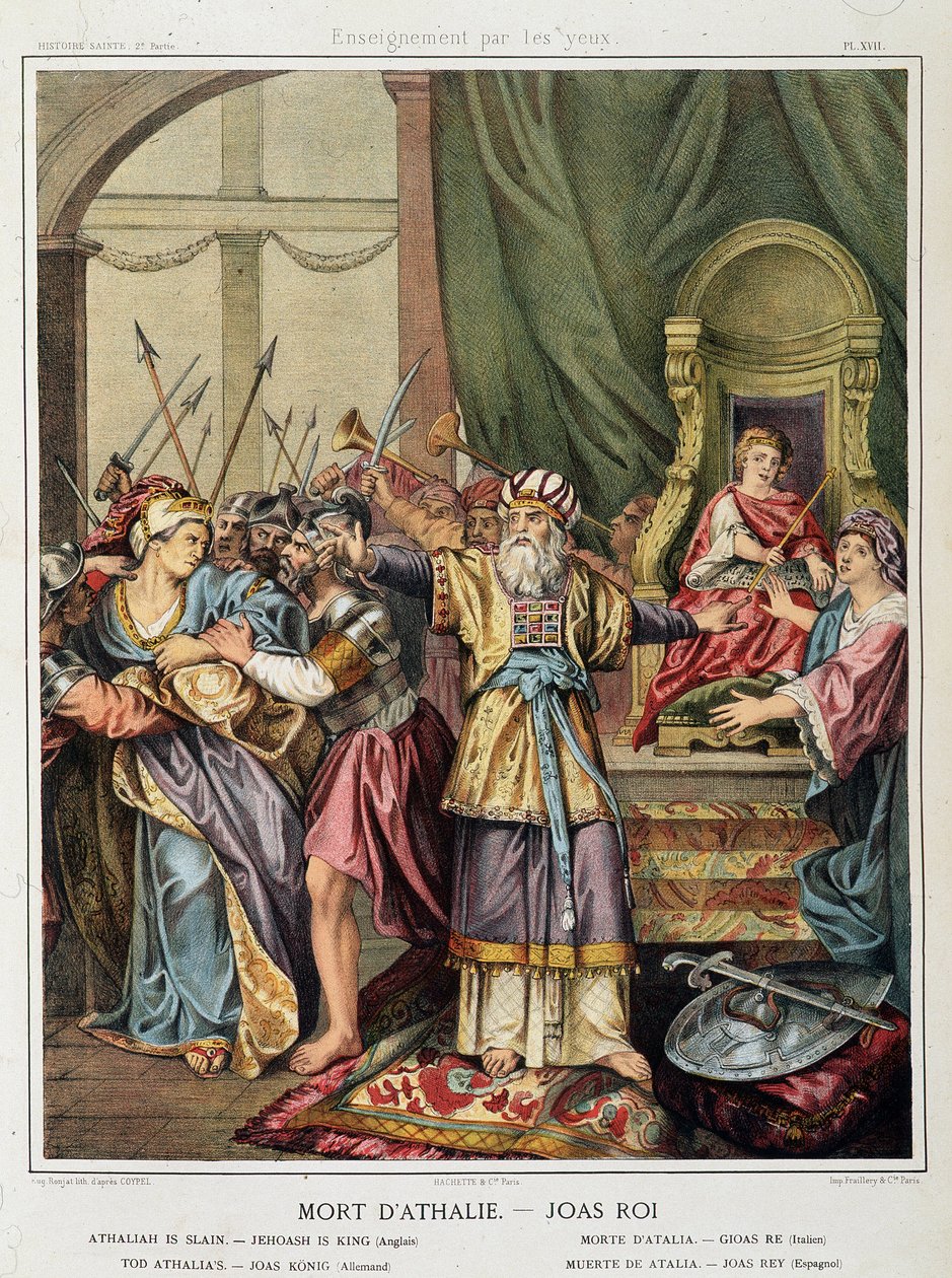 Athalies död - Joas (Jehoash) kung i ""Helig historia"", red. Yxa av Unknown artist