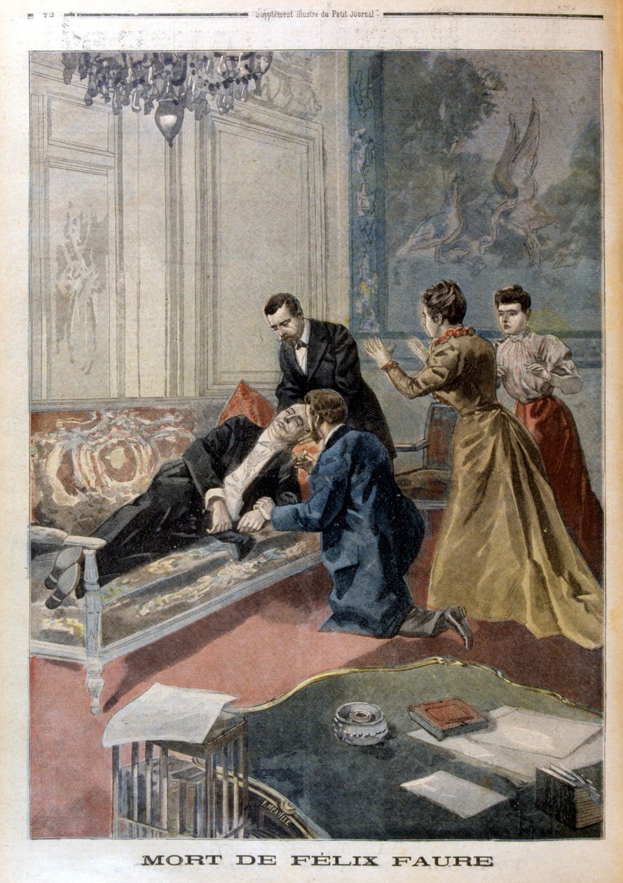 Félix Faures död i salongerna på Elysée - i "" Le Petite Journal"" av 1899-02-26 av Unknown artist