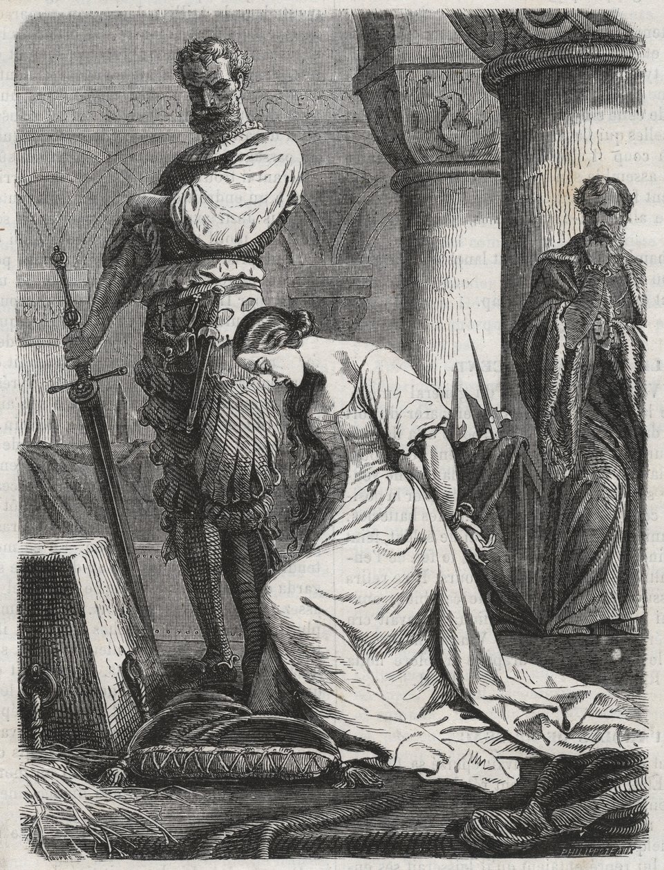 Död av Katherine Howard, hustru till Henry VIII gravyr 1864- Catherine Hovard eller Catherine Howard (Katherine eller Katheryn av Unknown artist