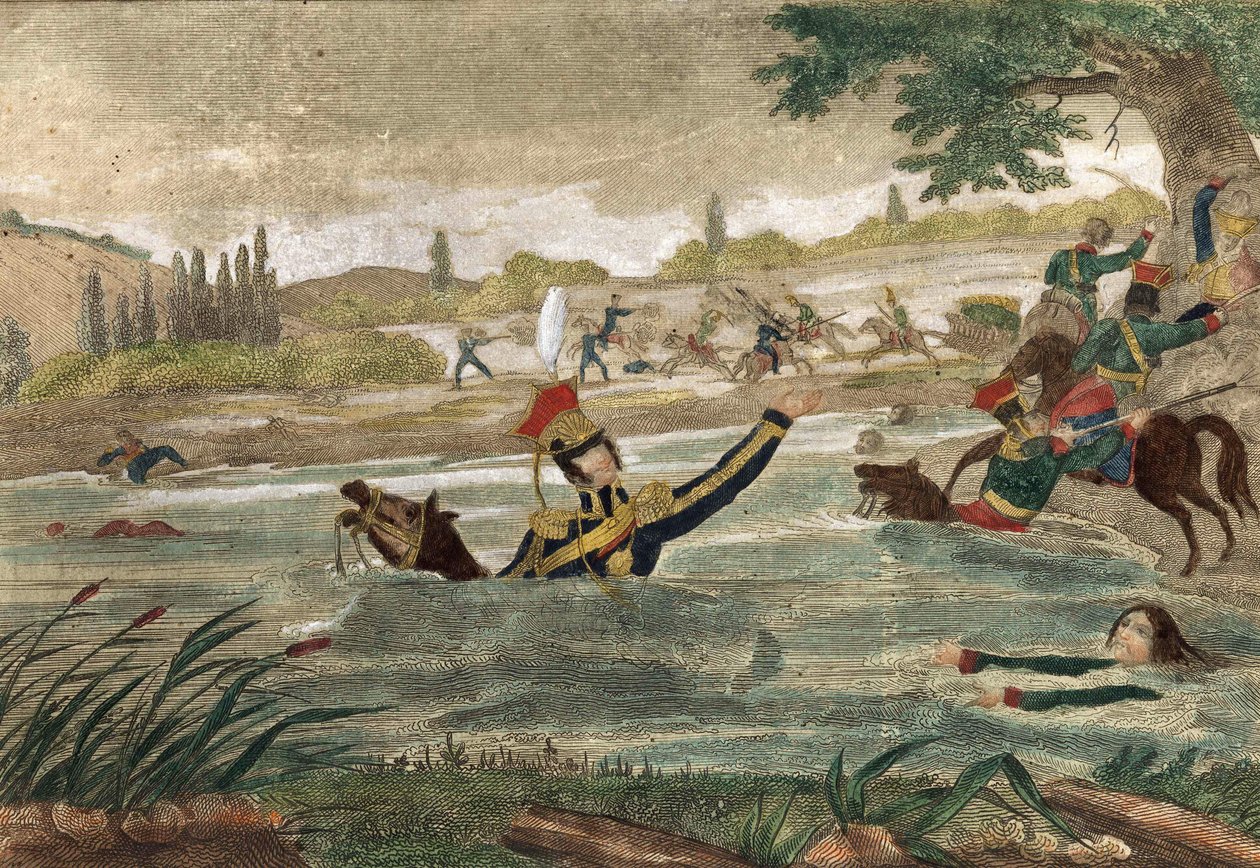 Prins Joseph (Jozef) Antoni Poniatowski (född 1763) död vid passagen av Eelster 1813, tidens gravyr av Unknown artist