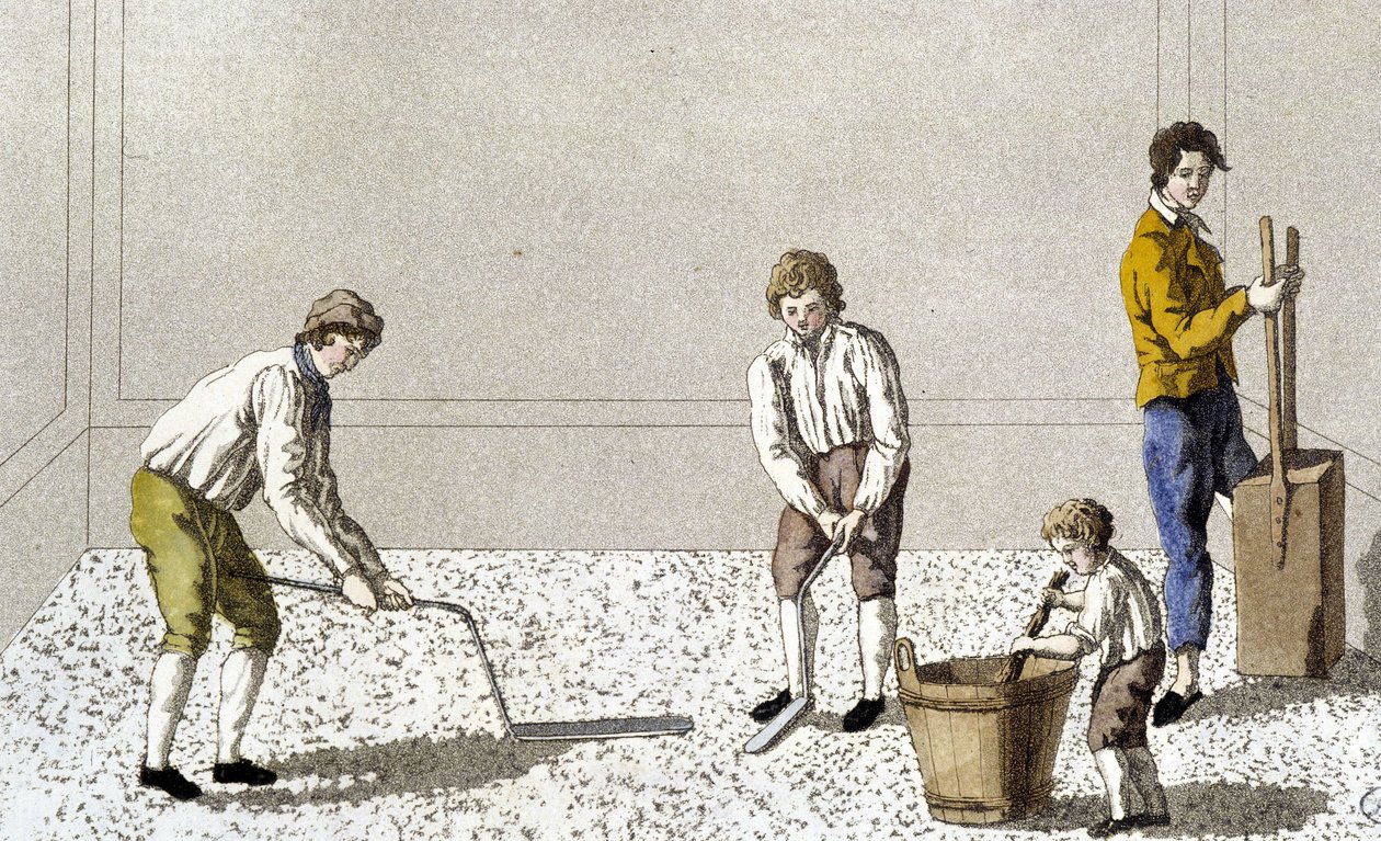 Dekoration: ett av stadierna av golvbeläggning av Unknown artist