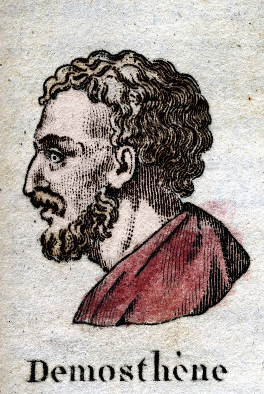 Demosthenes, på antikgrekiska Demosthenes (Aten -384 - Calaurie -322), en av de stora vindstalarna, atensk politiker. av Unknown artist