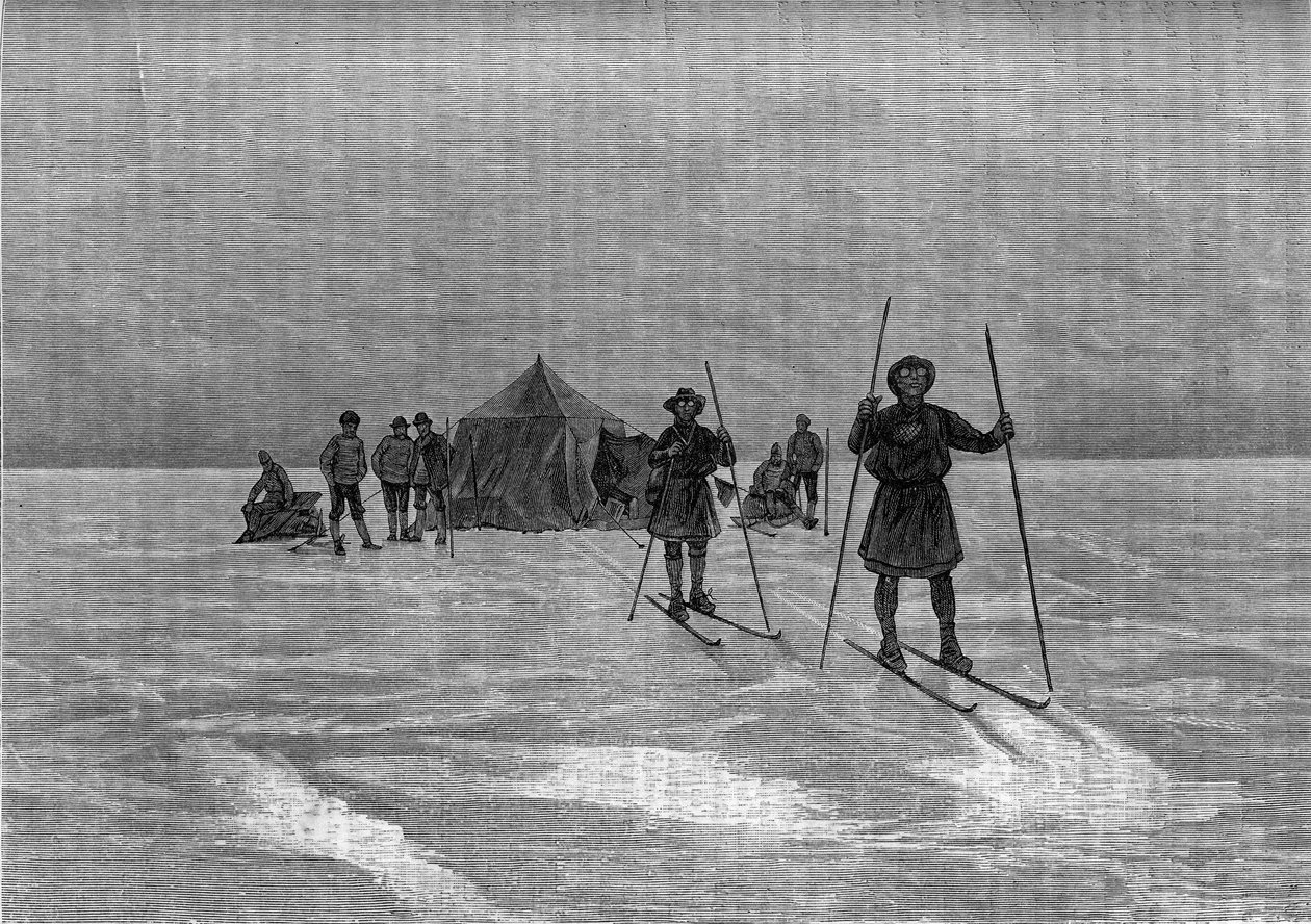 Avresa från Laponerna på Grönlands inlandsis. Gravyr i "" Le Journal de la jeunesse"" av Unknown artist