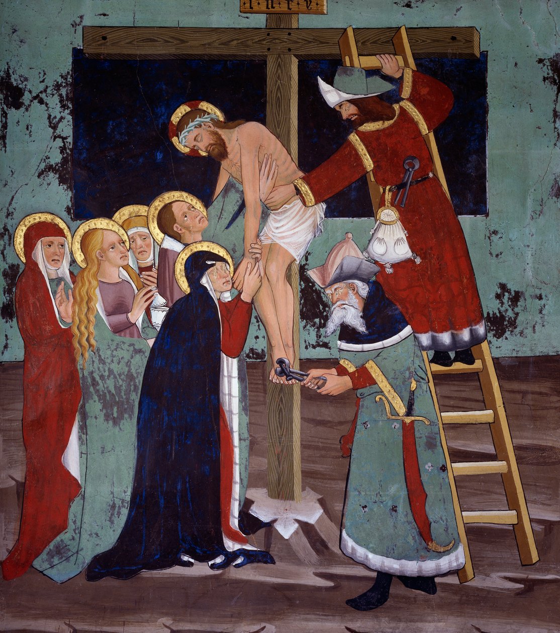 Avsättning, Kristi liv (1400-talet), fresker, St Sebastians kapell, Villard-de-Lans, Rhone-Alpes, Frankrike. av Unknown artist