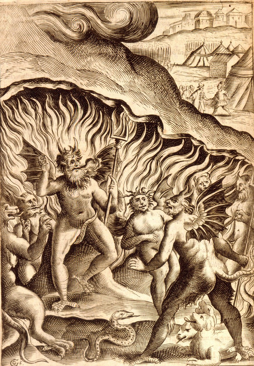 Beskrivning av helvetet efter ett 1600-talsverk. av Unknown artist