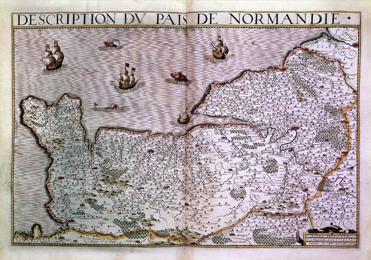 Beskrivning av Normandie pais. Karta över Normandie-regionen 1620. av Unknown artist