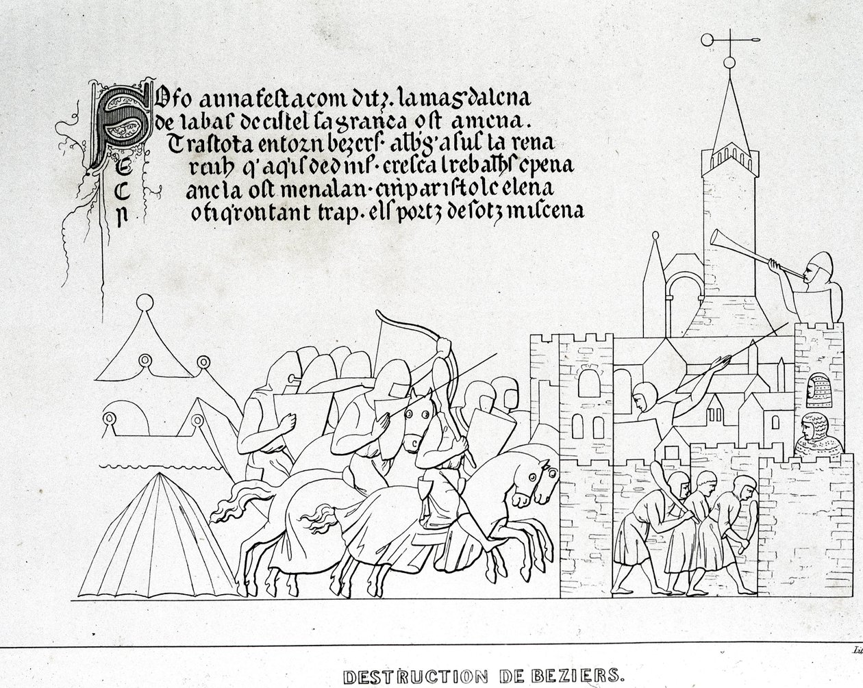 Förstörelse av Béziers av Unknown artist