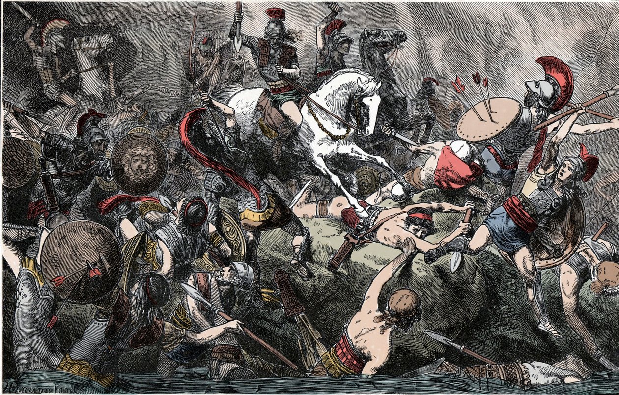 Förstörelse av den atenska armén på Sicilien - Peloponnesos krig (431-404 f.Kr.), expedition av Sicilien (415-413 f.Kr.): förstörelse av den atenska armén - 1882 av Unknown artist
