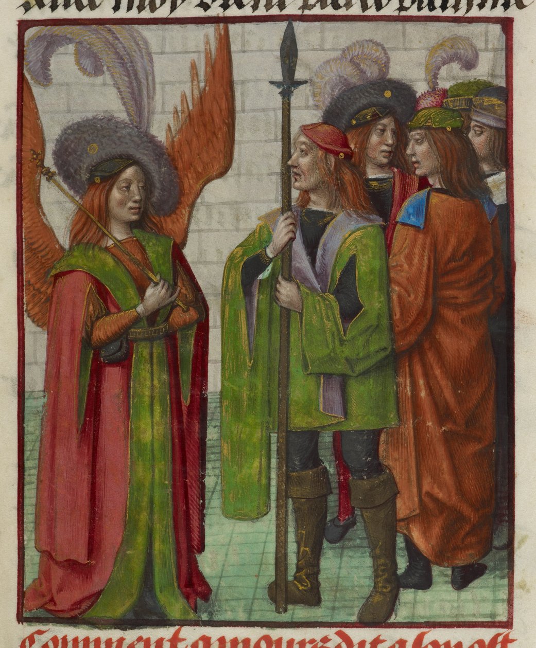 Detalj av en miniatyr av Amour (Kärlek) och hans armé, från "Le Roman de la Rose" av Unknown artist
