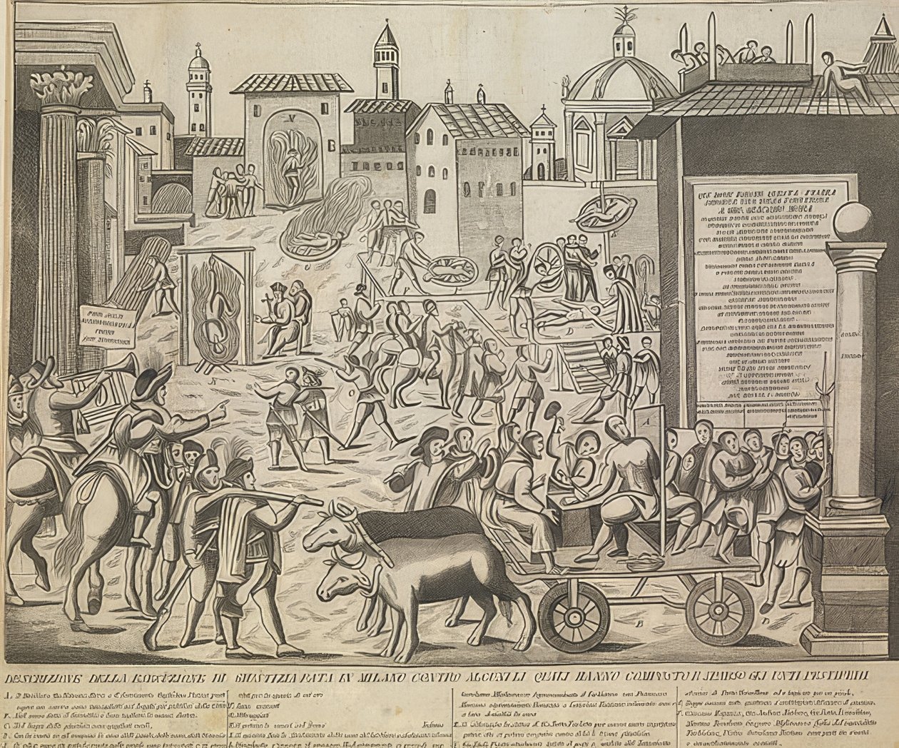 Den stora milanesiska pesten 1630. Omkring 1835 av Unknown