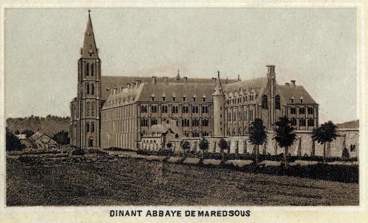 Dinant, Abbey of Maredsous, Vallonien, Belgien. Kromolitografi från slutet av 1800-talet. av Unknown artist