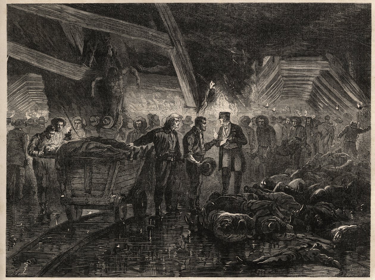 Katastrof av gruvorna i Bessège - MINES DE COAL DE LALLE - Översvämningar av Unknown artist