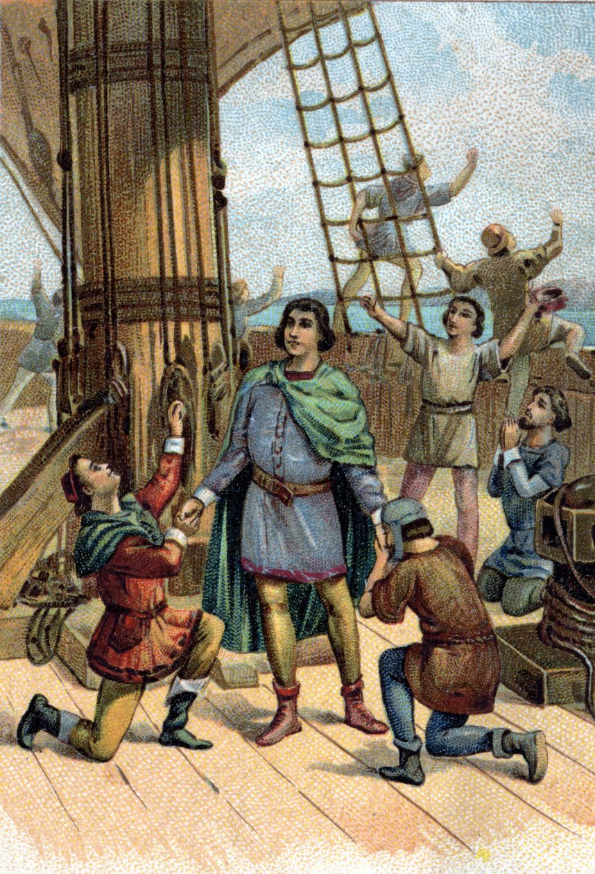 Discovery of America av Christopher Columbus (Cristoforo Colombo) 1492. av Unknown artist