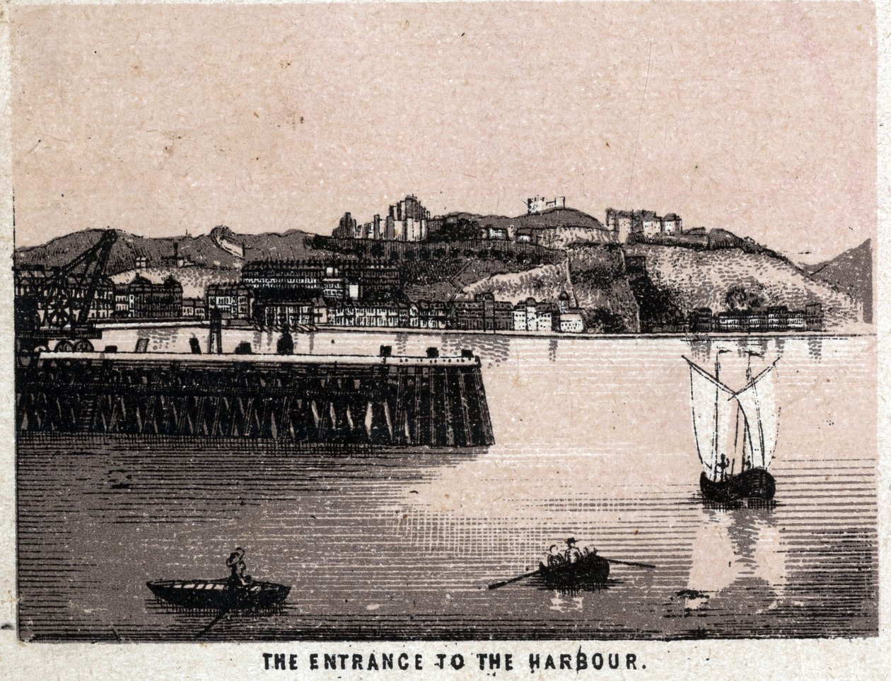 Dover, England: Ingång till hamnen (hamnen) i Dover. i "" Världen illustrerar 168 vyer"" Odaterat (slutet av 1800-talet) av Unknown artist