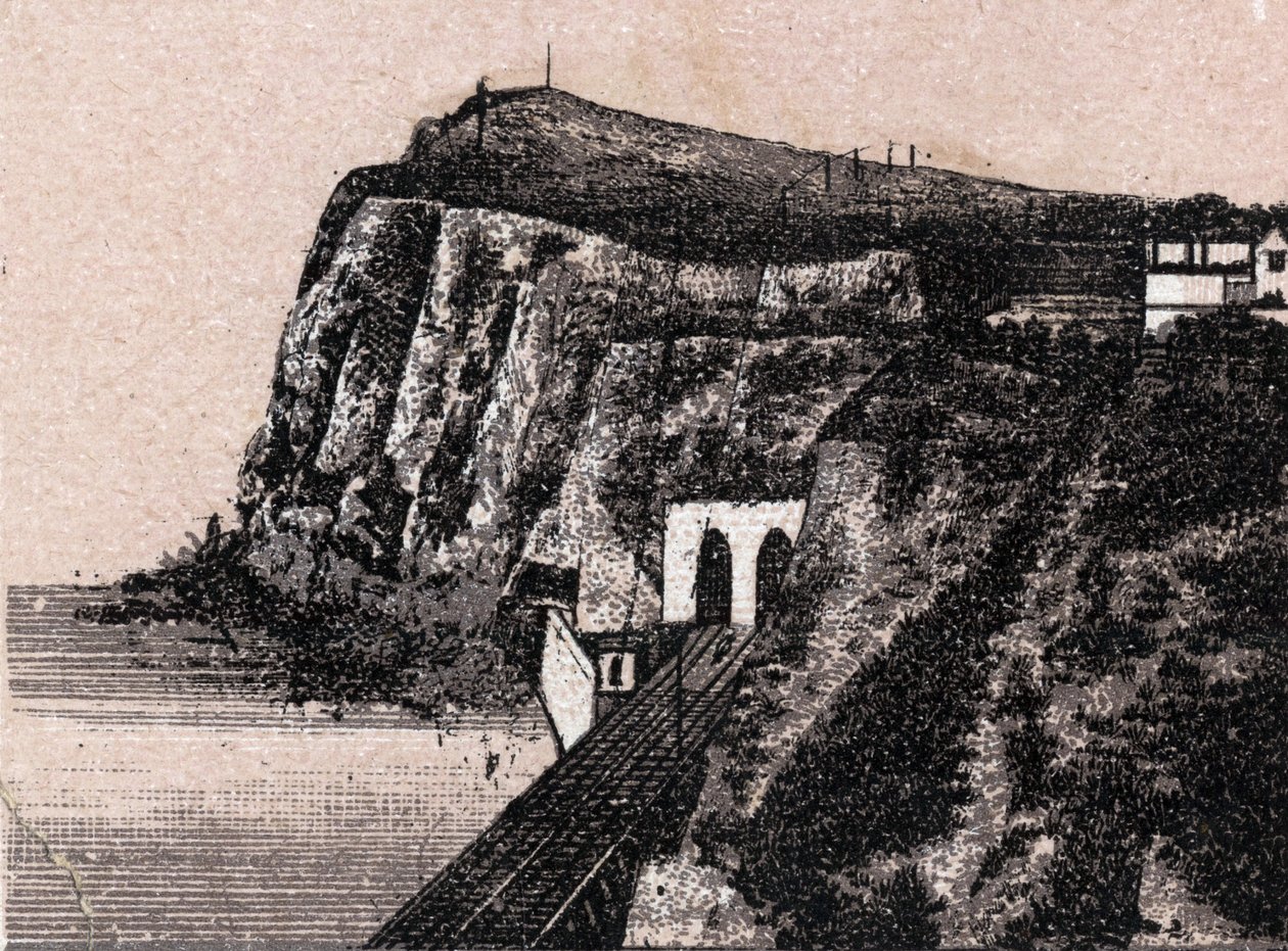 Dover, England: utsikt över Shakespeare Cliff (Shakespeare Cliff i Dover). i "" The World Illustrates 168 Views"" Odaterat (slutet av 1800-talet) av Unknown artist
