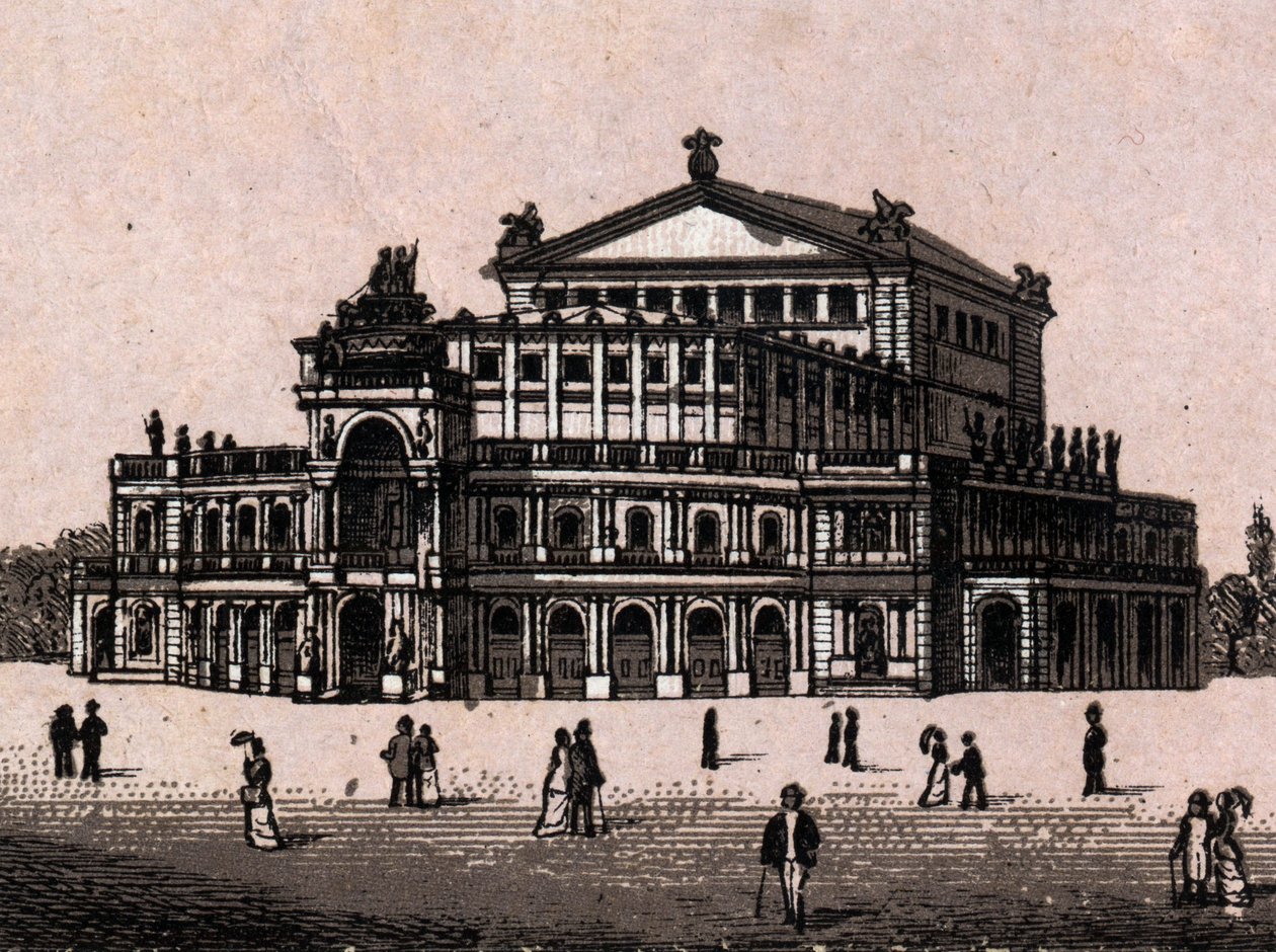 Dresden, Tyskland: utsikt över den kungliga teatern i Dresden. i "" Världen illustrerar 168 vyer"" Odaterat (slutet av 1800-talet) av Unknown artist
