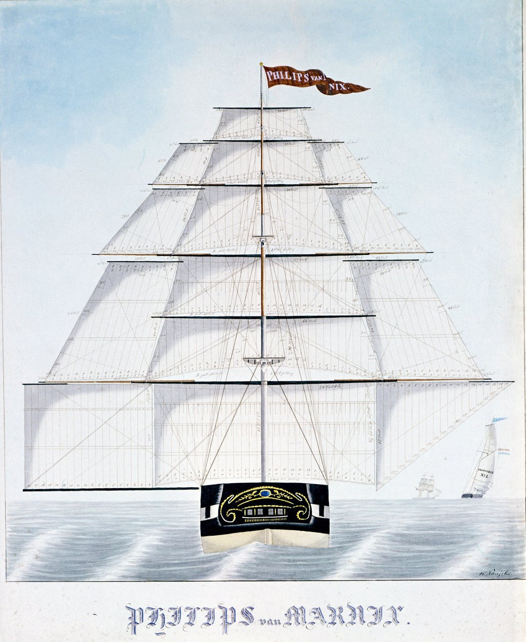 Den holländska klipparen Philip van Marnix utrustar ytterligare försäljning Illustration av W. Naujoks. 1800-talet av Unknown artist