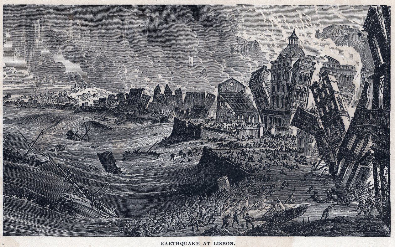 Jordbävning från Lissabon till Portugal den 1 november 1755 av Unknown artist