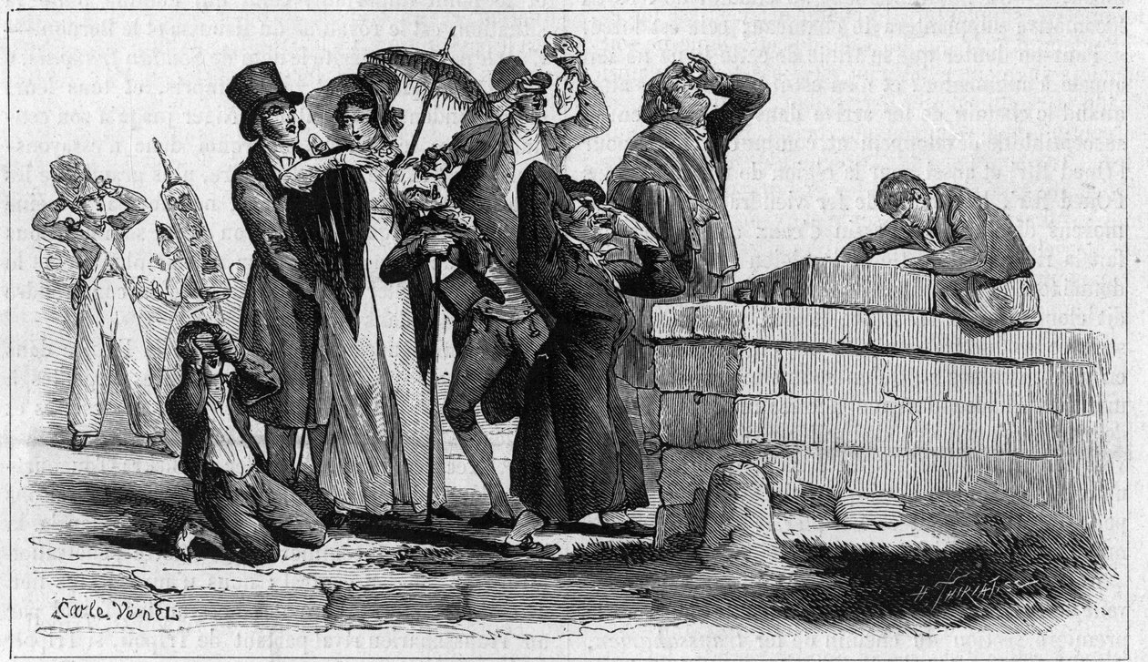 Eclipse-älskare: befolkningen i Paris som observerar solförmörkelsen den 7 september av Unknown artist