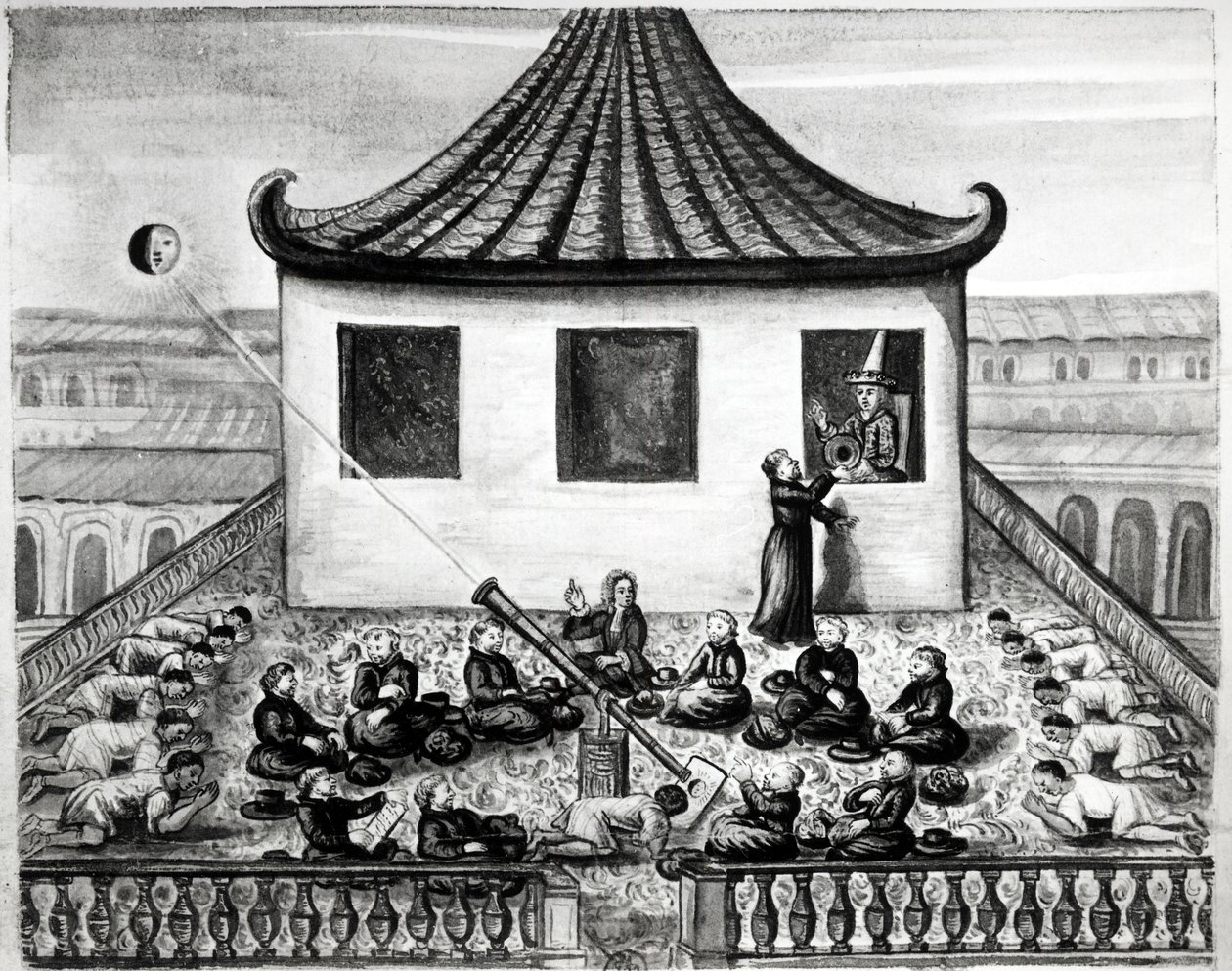 Solförmörkelse - i "" Voyages of the Kingdom of Siam, historisk 1688"". av Unknown artist
