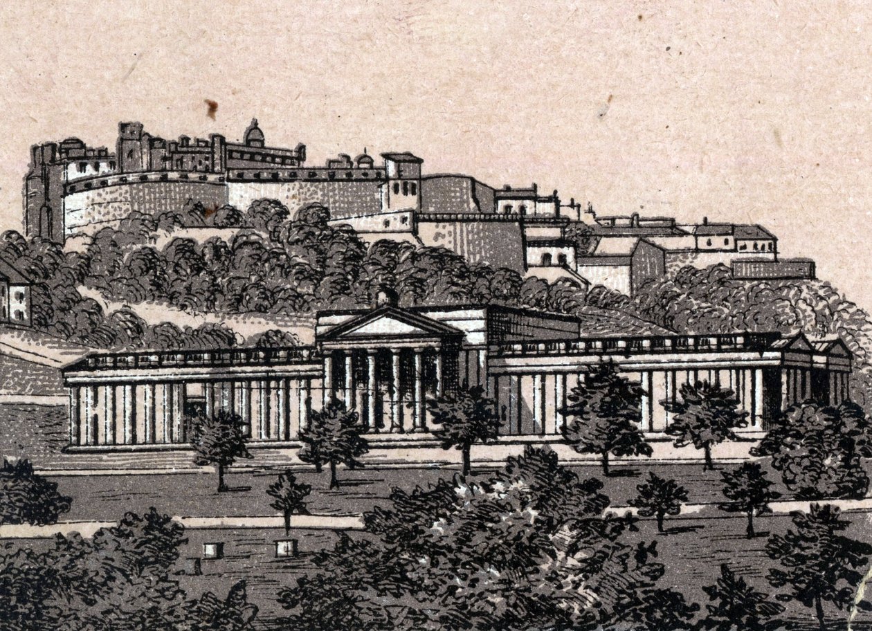 Edinburgh, Skottland: utsikt över National Gallery i Edinburgh. i "" Världen illustrerar 168 vyer"" Odaterat (slutet av 1800-talet) av Unknown artist