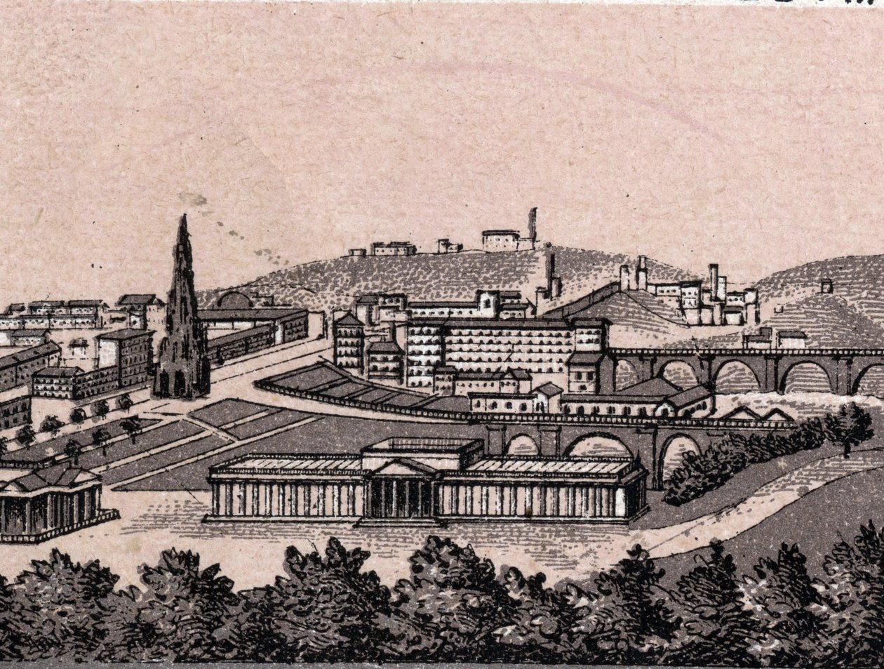 Edinburgh, Skottland: utsikt över staden från Edinburghs slott. i "" Världen illustrerar 168 vyer"" Odaterat (slutet av 1800-talet) av Unknown artist