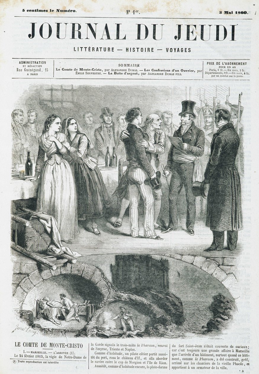 Edmond Dantes, greve av Monte Cristo (Monte Cristo) har en mottagning - i "" Le Journal du Thursday"" från 1860-05-03 av Unknown artist