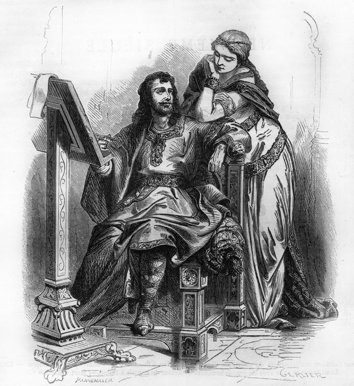 Eginhard (Einhard, Einhart, Einard, 775-840) historiker av den karolinska perioden med Emma (Imma) hans hustru. av Unknown artist