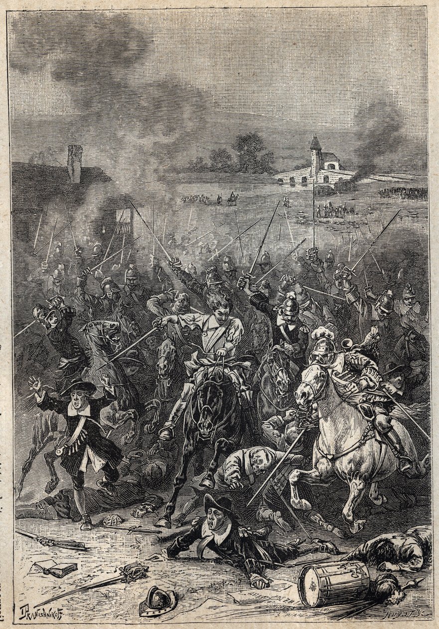 Egorgement of the Puritans - 1800-talsillustration till den historiska romanen "The Puritans of Scotland" (Old Mortality) av Walter Scott (1771-1832) av Unknown artist