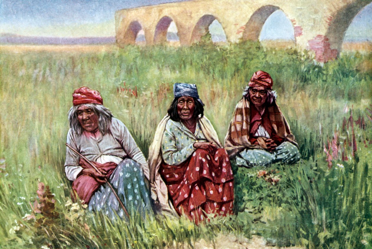 Äldre indiankvinnor, Kalifornien av Unknown artist