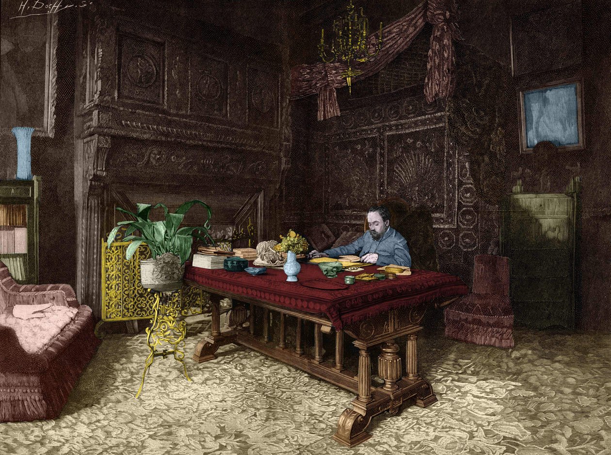 Emile Zola (1840-1902) på sitt kontor i Medan. av Unknown artist